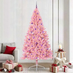 vidaXL Árvore de Natal Artificial Pré-iluminada Rosa 240 cm PVC