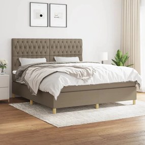 vidaXL Cama com molas/colchão 180x200 cm tecido castanho-acinzentado