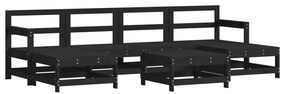 7 pcs conjunto lounge jardim c/ almofadões madeira maciça preto