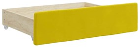Gavetas de cama 2 pcs derivados de madeira e veludo amarelo
