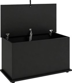 Baú de Arrumação 102L com Dobradiça de Segurança, Estilo Moderno, para Corredor, Quarto e Sala de Estar, 80x40x45 cm, Preto