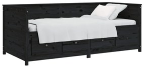 Sofá-cama 100x200 cm madeira de pinho maciça preto