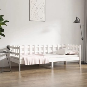 vidaXL Sofá-cama sem colchão 90x200 cm madeira de pinho maciça branco