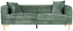 Sofá LARIOS, 3 lugares, 208 x 84 x 71 cm tecido corduroy verde light