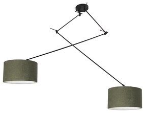 Candeeiro de suspensão preto com cúpula 35 cm verde ajustável 2 luzes - Blitz Moderno