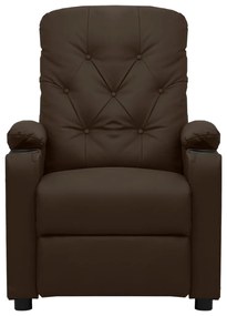 Poltrona reclinável couro artificial castanho