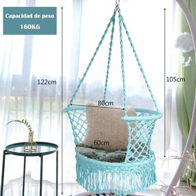 Cadeira baloiço Jardim de Algodão para Pátio Jardim Terraço 80 x 60 x 125 cm