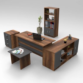 Conjunto de Mobiliário de Escritório VO15 – Nogueira Antracite – Diver