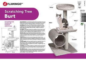FLAMINGO Árvore arranhadora para gatos Burt 40x40x77 cm cinzento