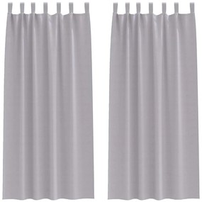 Cortinas 2 pcs Cinza Metálico 245 x 140 cm Poliéster