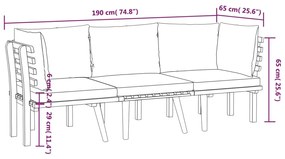 3 pcs conjunto lounge de jardim com almofadões acácia maciça