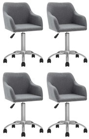 vidaXL Cadeiras de jantar giratórias 4 pcs tecido cinzento-claro