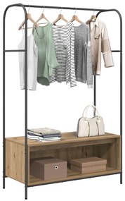 Cabide de Roupas com Prateleiras em Carvalho Artesanal 100x44x160 cm