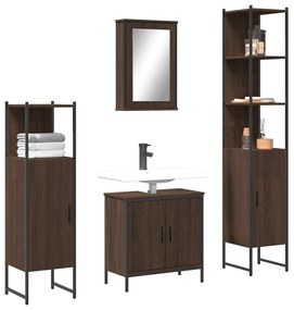 vidaXL 4 pcs conj. móveis WC derivados madeira cor carvalho castanho