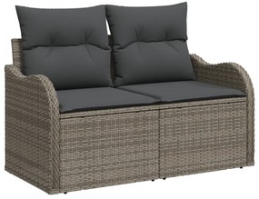 Conjunto de Sofá de Jardim de 6 Peças com Almofadas de Vime Cinza