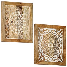 vidaXL Painéis parede esculpidos à mão 2 pcs 60x60x2,5 cm mangueira