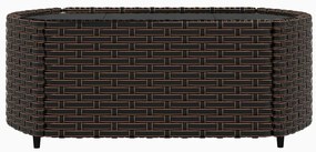 3 pcs conjunto lounge jardim c/ almofadões vime PE castanho