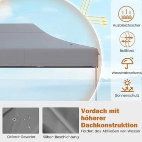 Gazebo dobrável de 3 x 4,5 m com bolsa de rodas e 4 cordas, gazebo pop-up ajustável em altura, gazebo de jardim, azul escuro