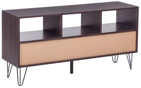 Móvel de TV com 3 gavetas e 3 prateleiras em madeira escura e branco FOSTON Beliani