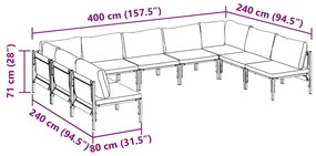 Conjunto de Sofá de Jardim 9 pcs Cinzento-escuro Aço