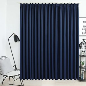 134457 vidaXL Cortina blackout com ganchos 290x245 cm azul