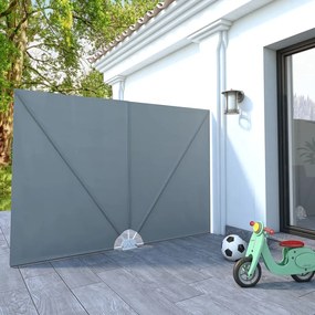 vidaXL Toldo lateral dobrável para terraço 240x160 cm cinzento