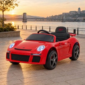 Carro elétrico para Crianças RUF CTR3 12V Rodas Espuma EVA, Assento couro ecológico Vermelho