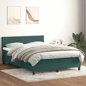 Box Cama primavera com Colchão Verde Escuro 140x210 cm Veludo