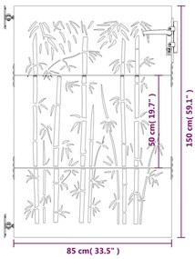 Portão de jardim 85x150 cm aço corten design bambu