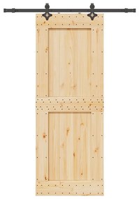 vidaXL Porta de correr com ferragens 85x210 cm madeira de pinho maciça