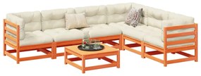 7 pcs conjunto sofás de jardim madeira de pinho castanho cera