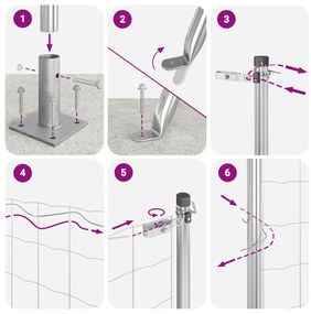 Cerca Euro com 7 Postes Flangeados 1,6x10 m Aço Galvanizado