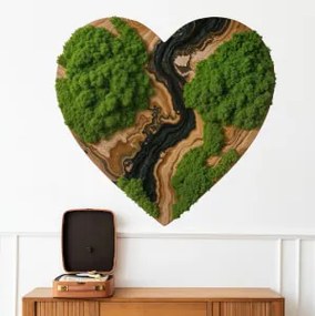 Autocolante Coração de Musgo - Rio Preto Epoxy (Padrão 3D)