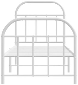 Estrutura de cama com cabeceira e pés 75x190 cm metal branco