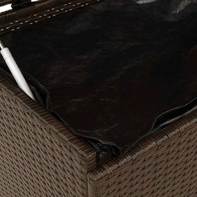 Caixa de arrumação com rodas 160x55x75 cm vime PE castanho