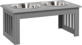 PawHut Comedouro Elevado para Cães com 2 Tigelas Removíveis em Aço Inoxidável 58,4x30,5x25,4 cm Cinza | Aosom Portugal