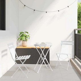 Conjunto de Bistro Dobrável de 3 Peças vidaXL Branco Aço