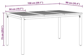 Mesa de Jardim 150 x 90 x 75 cm em Madeira de Acácia e Metal