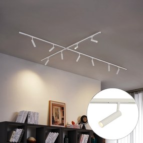 Sistema de iluminação de trilho moderno com 10 focos brancos monofásicos - Slimline Uzzy