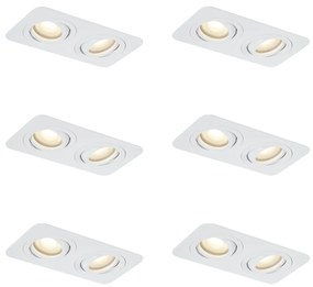 Conjunto de 6 focos embutidos redondos brancos GU10 50mm giratórios e inclináveis IP44 2-Light - Alberto Moderno