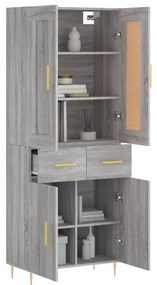 Armário alto 69,5x34x180 cm derivados de madeira sonoma cinza