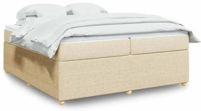 vidaXL Cama com molas/colchão 200x200 cm tecido cor creme