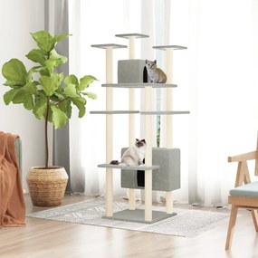 vidaXL Árvore p/ gatos c/ postes arranhadores sisal 162 cm cinza-claro