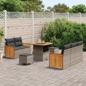 Conjunto de Sofá de Jardim de 8 Peças com Almofadas em Cinza Vime Sint