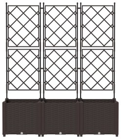 Vaso de Jardim com Treliça 3 pcs Castanho 120x40x143 cm