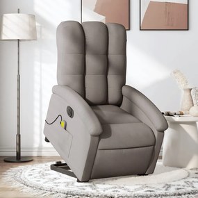vidaXL Poltrona elétrica elevatória massagens tecido cinza-acastanhado