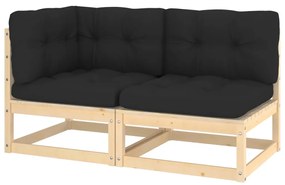 vidaXL 2 pcs conjunto lounge de jardim com almofadões pinho maciço