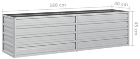 Canteiro elevado de jardim 160x40x45cm aço galvanizado prateado