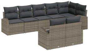 Conjunto de Sofá de Jardim vidaXL 8 Peças com Almofadas Cinza Rattan Poliéster
