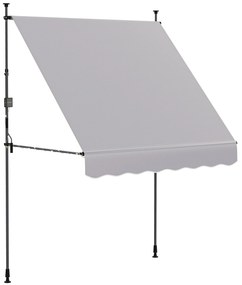 Outsunny Toldo Manual Retráctil 2x1,2 m Toldo Exterior Enrolável Altura Ajustável com Manivela 210-310 cm Proteção UV30+ Cinzento